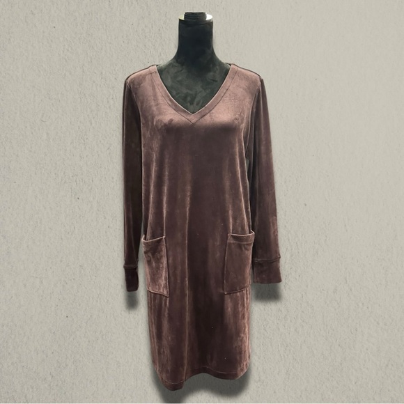 J.JILL VELOUR V-NECK TUNIC DRESS - Picture 1 of 6